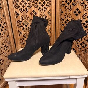 Vera Wang Black Heeled Boots with Studded Detail